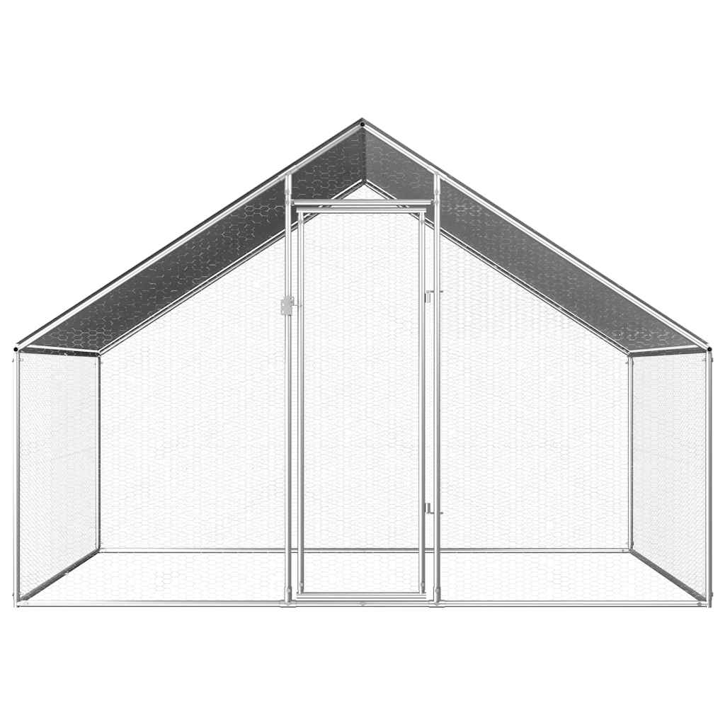 Galvanized Metal Chicken Coop Walk-in Chicken Run with Waterproof Cover - 2.75m x 2m x 1.92m