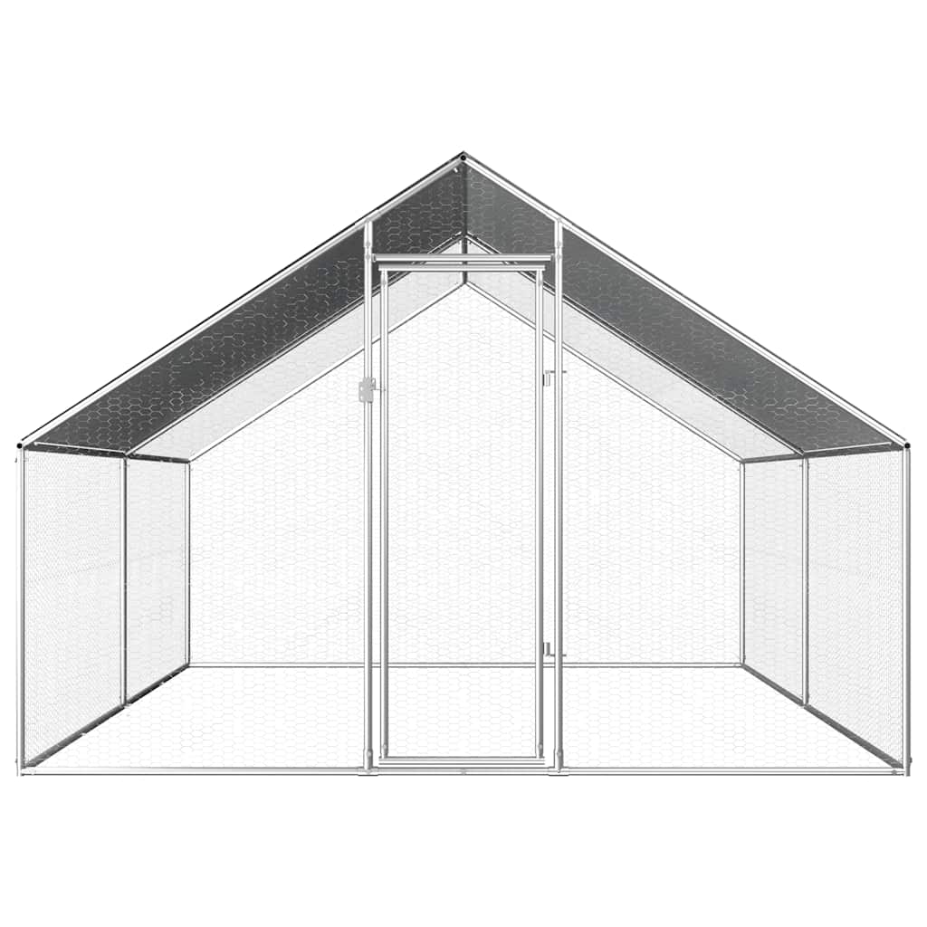 Galvanized Metal Chicken Coop Walk-in Chicken Run with Waterproof Cover - 2.75m x 4m x 1.92m