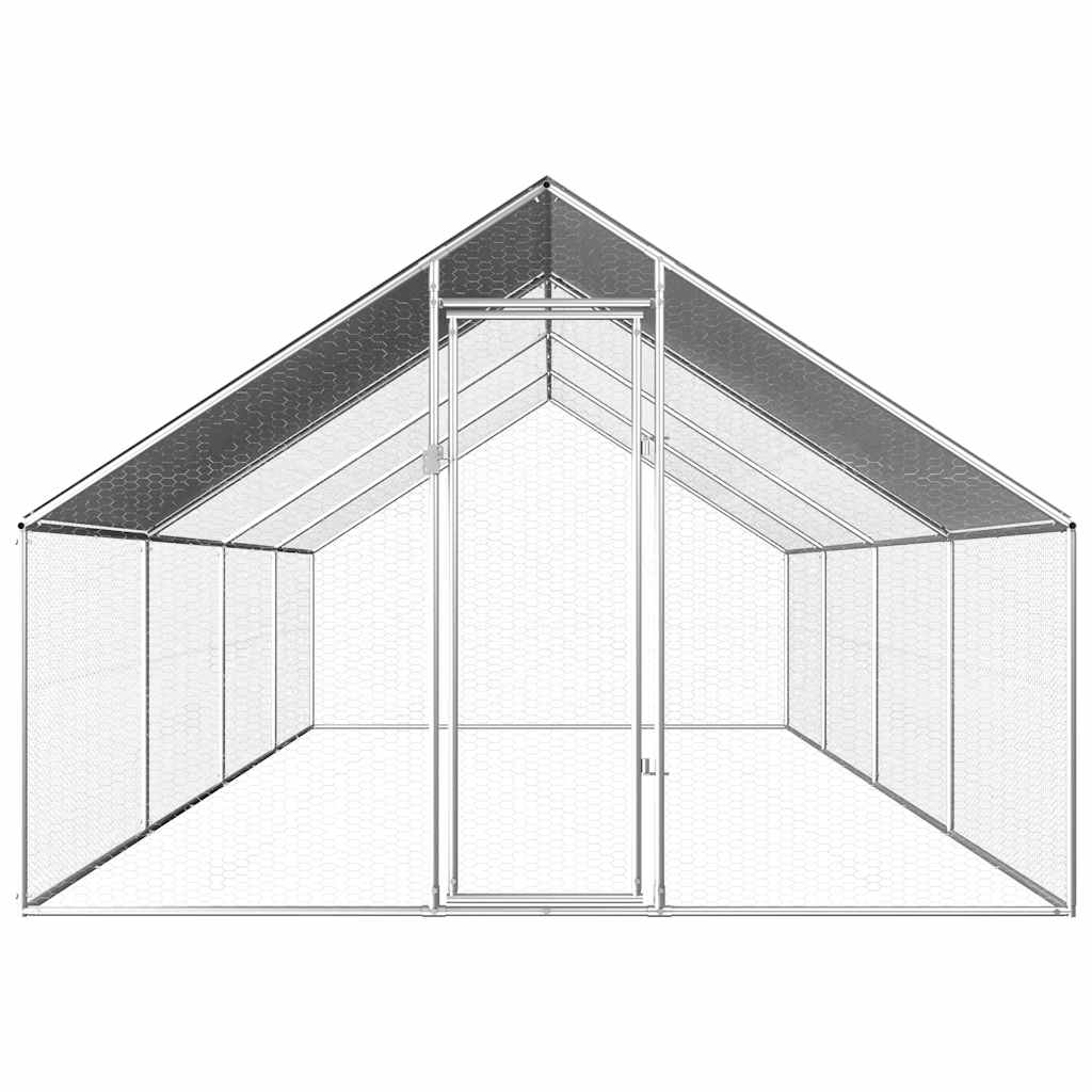 Galvanized Metal Chicken Coop Walk-in Chicken Run with Waterproof Cover - 2.75m x 8m x 1.92m