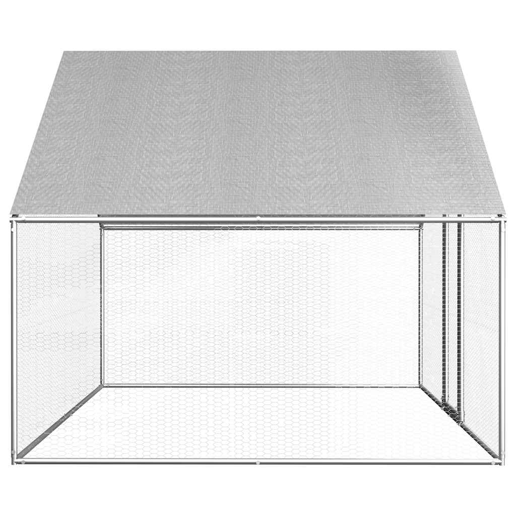 Galvanized Metal Chicken Coop Walk-in Chicken Run with Waterproof Cover - 2.75m x 2m x 1.92m