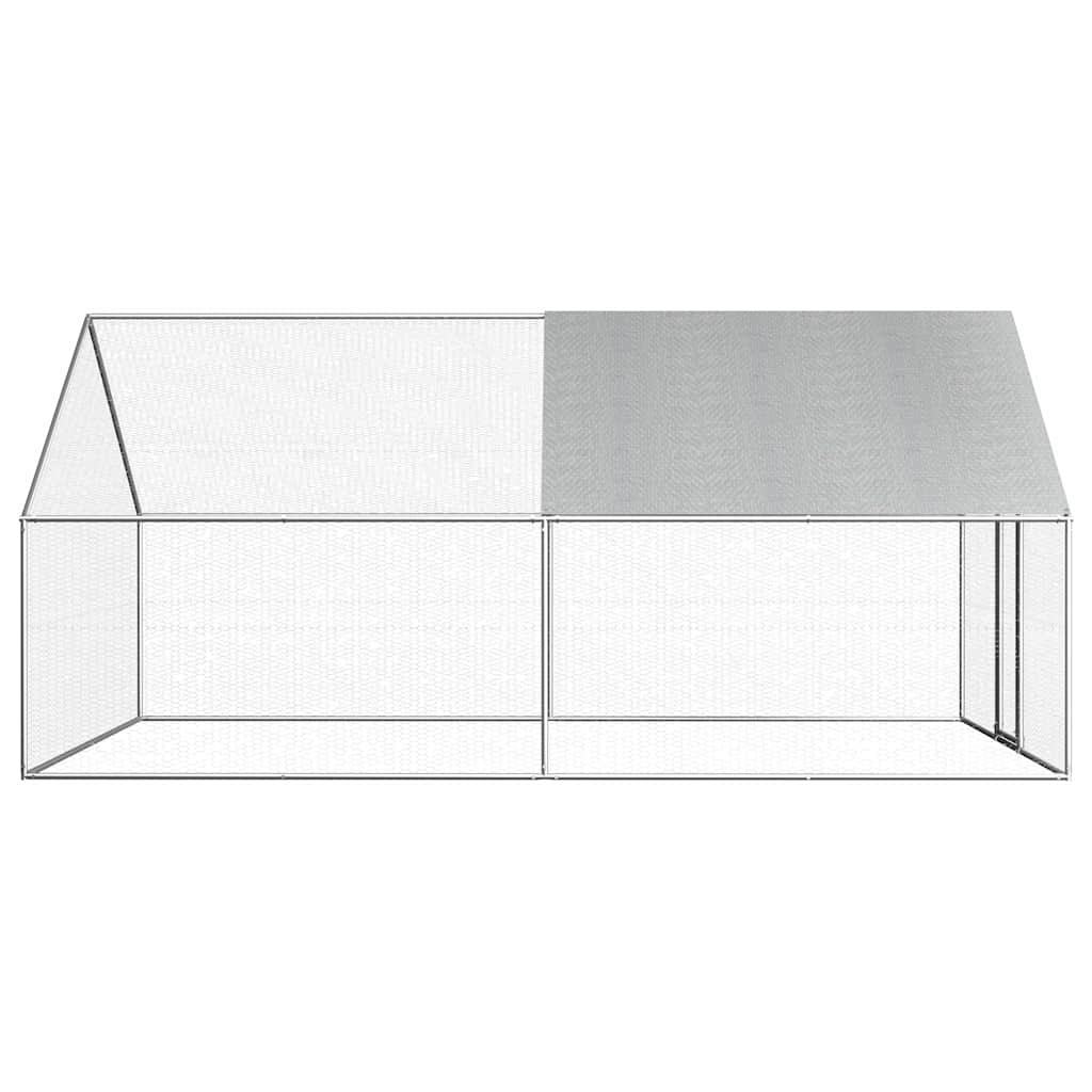 Galvanized Metal Chicken Coop Walk-in Chicken Run with Waterproof Cover - 2.75m x 4m x 1.92m
