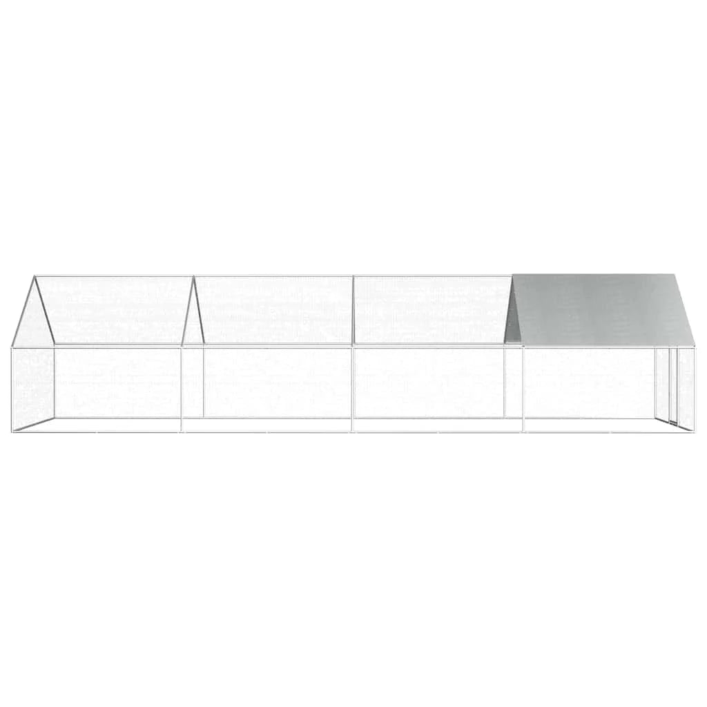 Galvanized Metal Chicken Coop Walk-in Chicken Run with Waterproof Cover - 2.75m x 8m x 1.92m