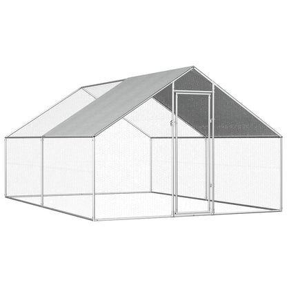 Galvanized Metal Chicken Coop Walk-in Chicken Run with Waterproof Cover - 2.75m x 4m x 1.92m