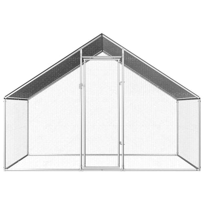 Galvanized Metal Chicken Coop Walk-in Chicken Run with Waterproof Cover - 2.75m x 2m x 1.92m