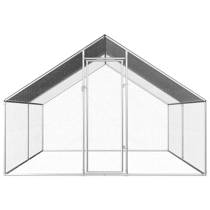 Galvanized Metal Chicken Coop Walk-in Chicken Run with Waterproof Cover - 2.75m x 4m x 1.92m