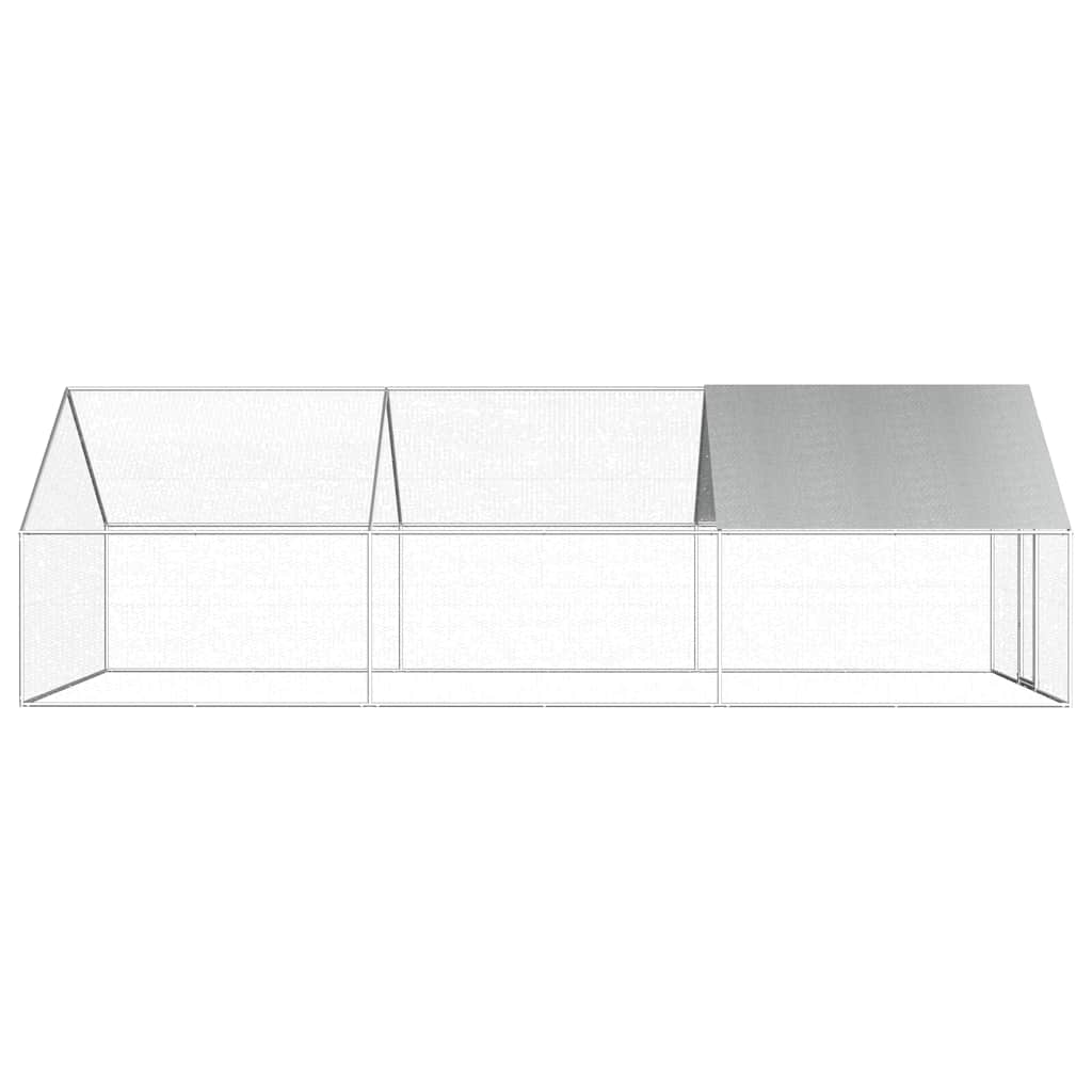 Galvanized Metal Chicken Coop Walk-in Chicken Run with Waterproof Cover - 2.75m x 6m x 1.92m